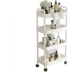 MHome 3/4-Tier Rolling Storage Cart with Wheels  Space-Saving Utility Trolley