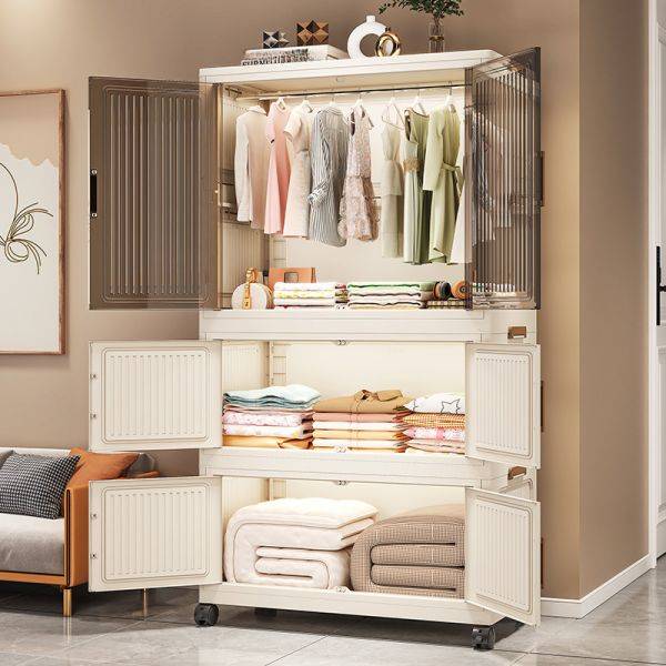 MHome Foldable Wardrobe / Multifunctional Plastic Storage Cabinet  Dustproof Organizer