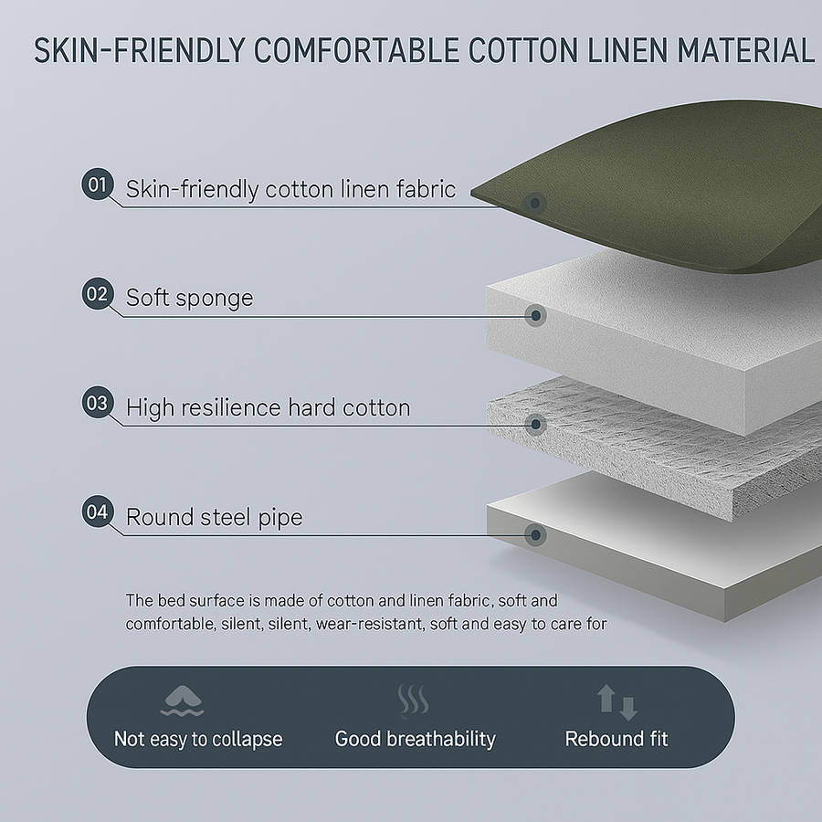 MFurn ComfyFold Deluxe Recliner Bed/Portable Lounge Chair with Padded Cushion