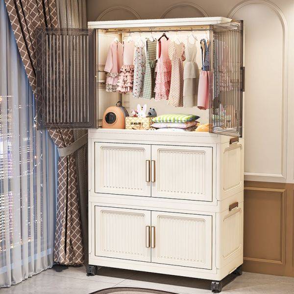 MHome Foldable Wardrobe / Multifunctional Plastic Storage Cabinet  Dustproof Organizer