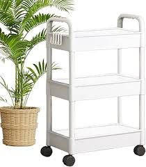 MHome 3/4-Tier Rolling Storage Cart with Wheels  Space-Saving Utility Trolley