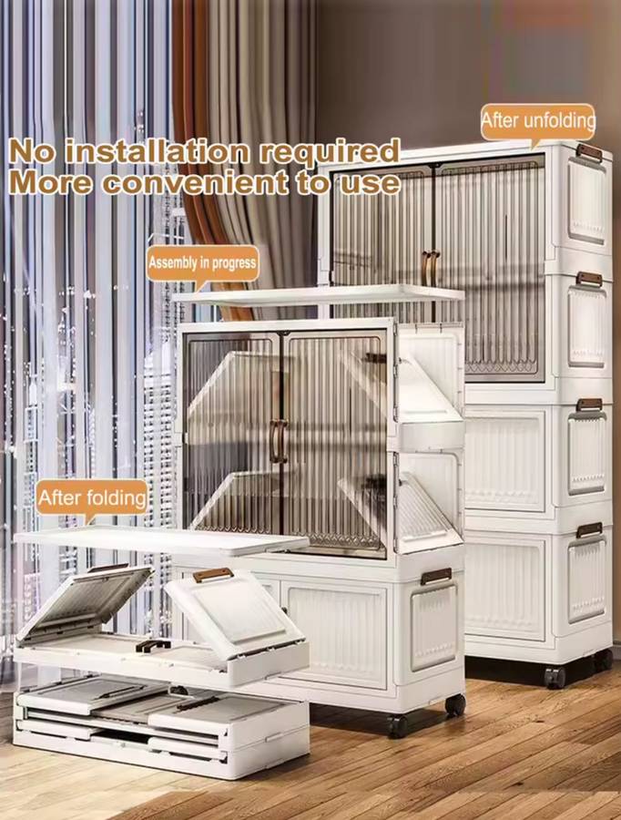 MHome Foldable Wardrobe / Multifunctional Plastic Storage Cabinet  Dustproof Organizer