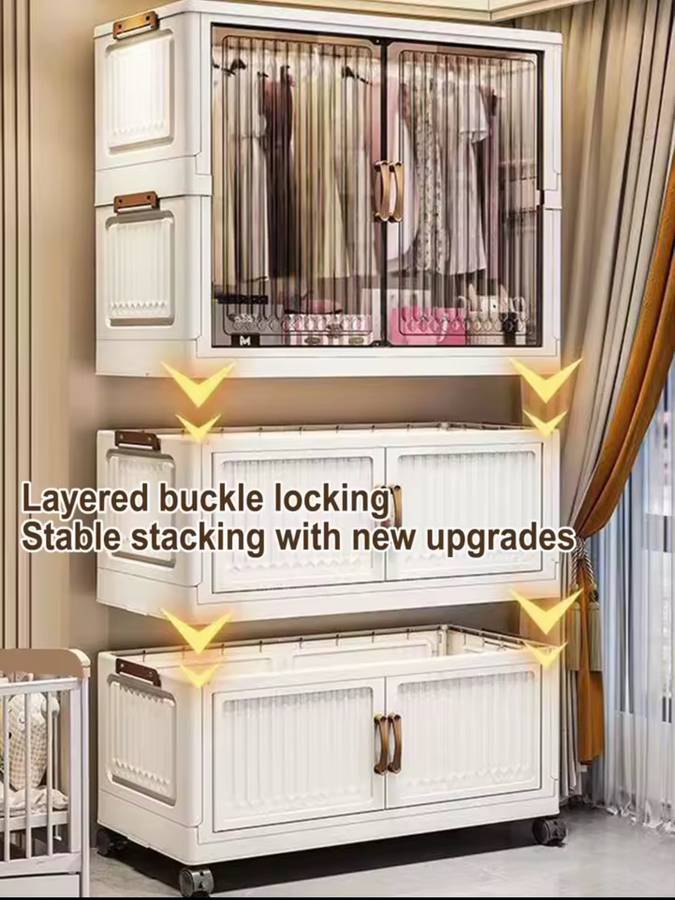 MHome Foldable Wardrobe / Multifunctional Plastic Storage Cabinet  Dustproof Organizer