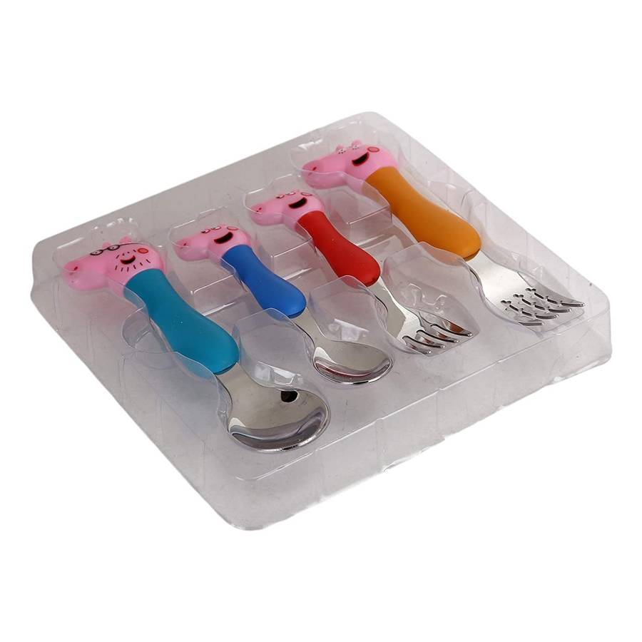 Stainless Steel Peppa Pig Baby Feeding Spoon and Fork Cutlery Set for Kids