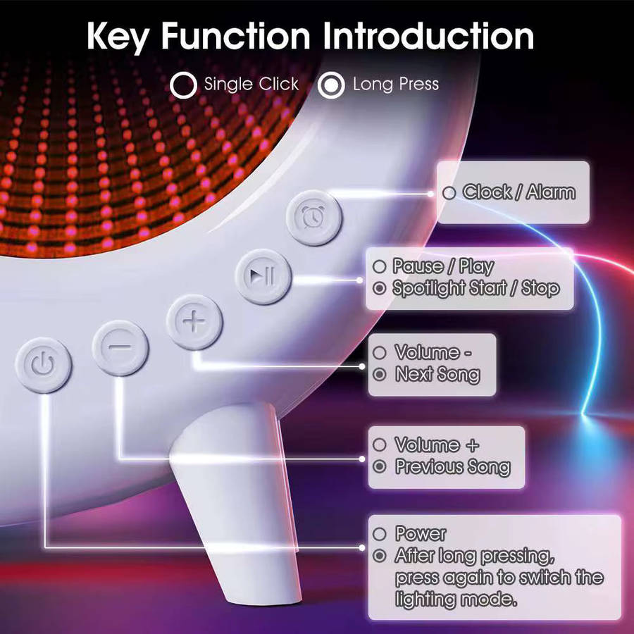 MHome Wireless Bluetooth Speaker with LED Lamp, Alarm Clock & RGB Lights
