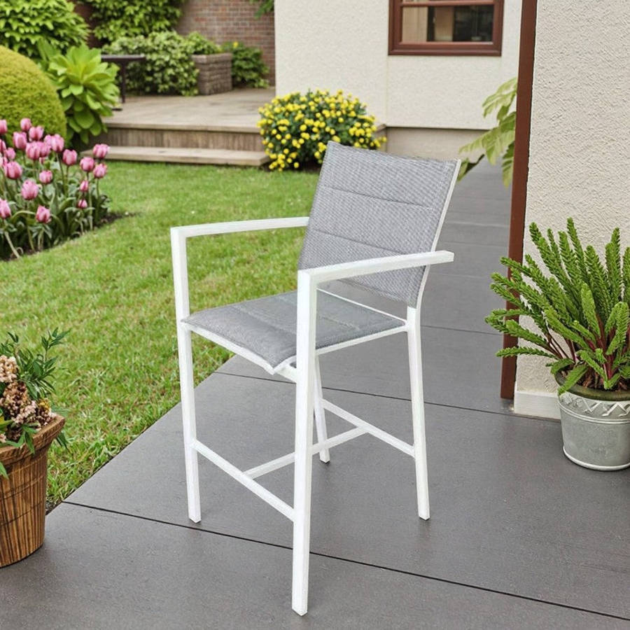 MFurn Padded Aluminium Outdoor Bar Chair  Textilene Seat