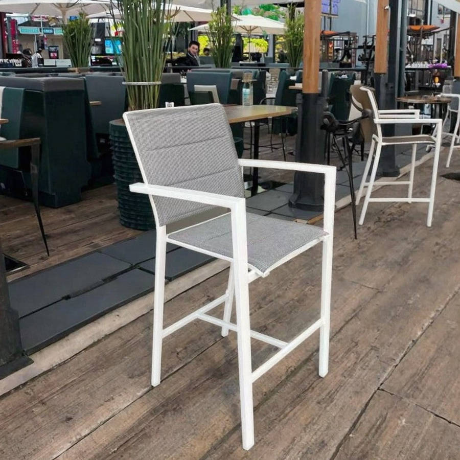 MFurn Padded Aluminium Outdoor Bar Chair  Textilene Seat