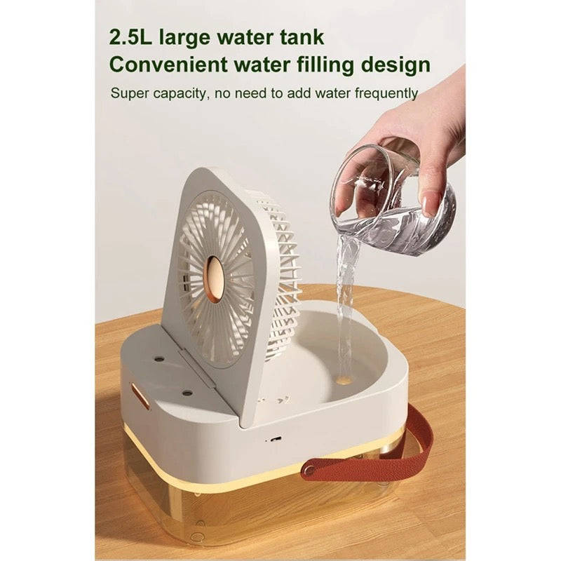 3 In1 Humidifier Double Spray Fan Portable Fan Air Cooler Humidifier USB Fan Desktop Lamp Fan For...
