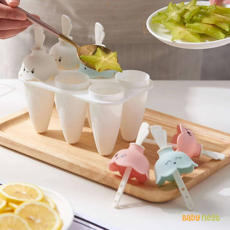 MHome Silicone Ice Cream Mold  6-Grid Reusable Popsicle Maker for Homemade Frozen Treats