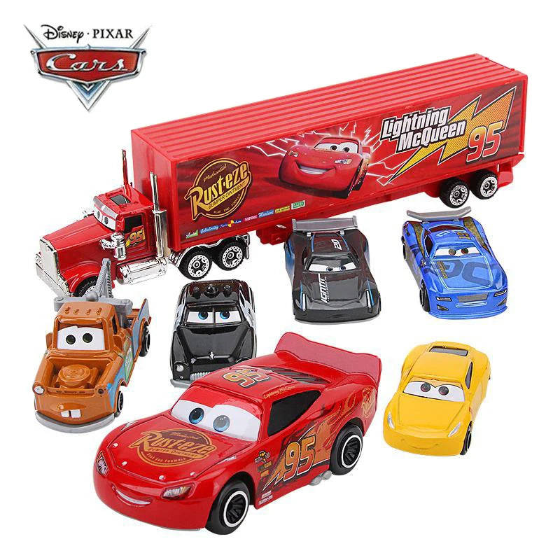 Disney Pixar Cars  7pcs/Lot Lightning Mcqueen Jackson Storm Mack Uncle Truck 1:55  Car Gift For K...