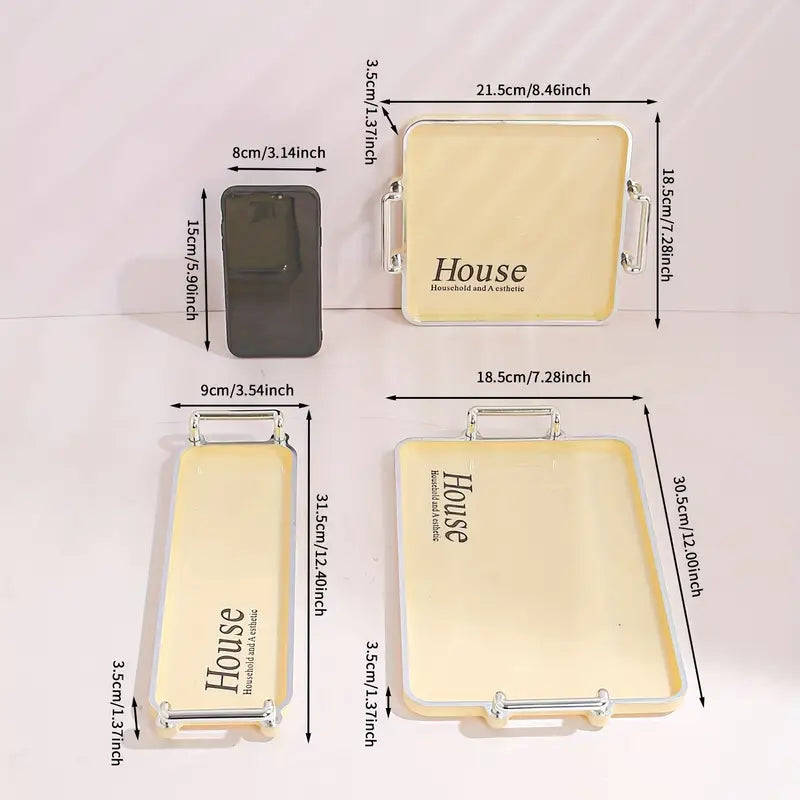 Plastic Food Storage Tray, Multi-Purpose Large Capacity Snack Breakfast Serving Tray Suitable For...