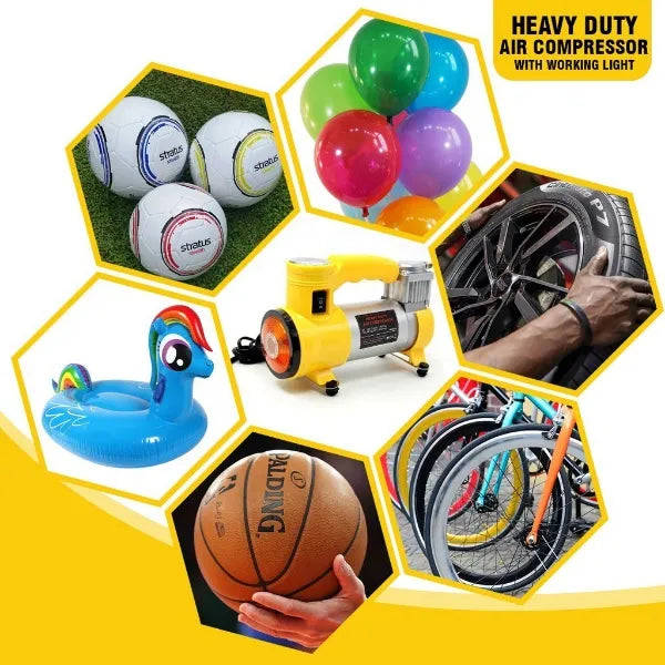 Heavy Duty Air Compressor With Flash Light, 12V 150PSI 35LPM, Electric Tire Inflator, Analog Air ...