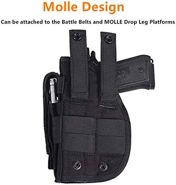 Tactical Pistol Gun Holster Right Hand Hunting Military Molle Handgun Pouch Case