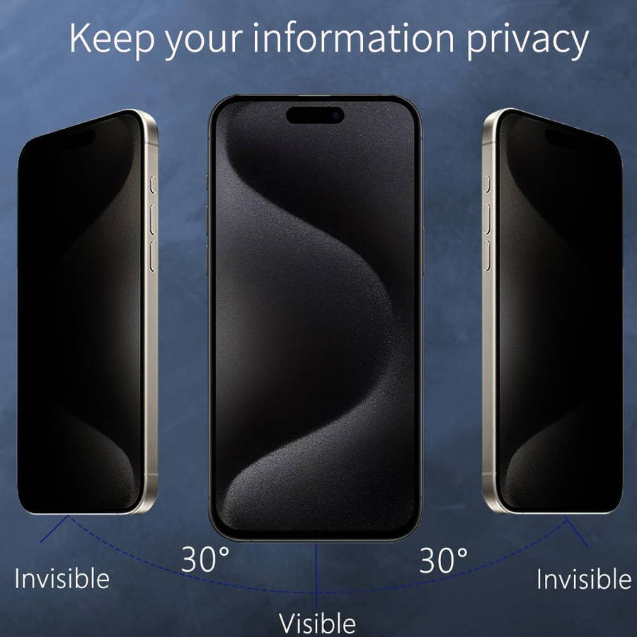iPhone 15 Pro Max Privacy Tempered Glass Screen Guard Protector