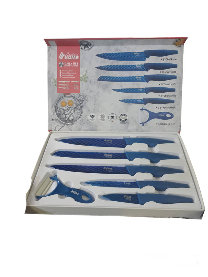 6pc Knife Set  Blue