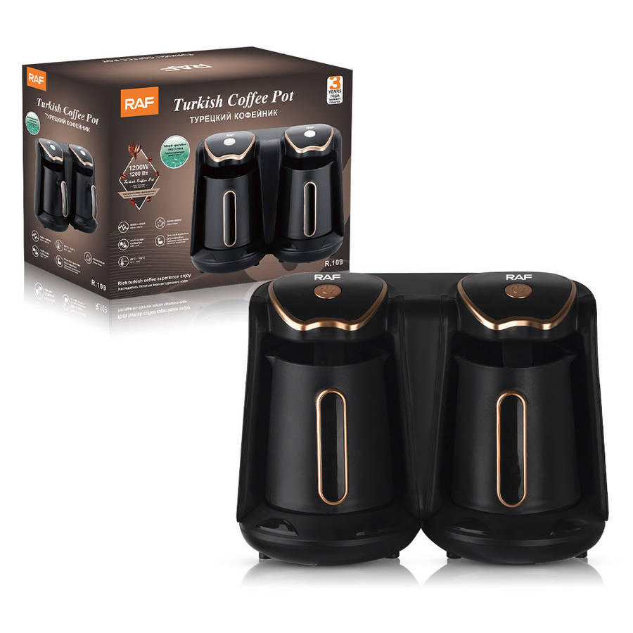 RAF R.109 Dual Turkish Coffee Maker  2-Cup Electric Coffee & Tea Machine with Smart Anti-Overf...