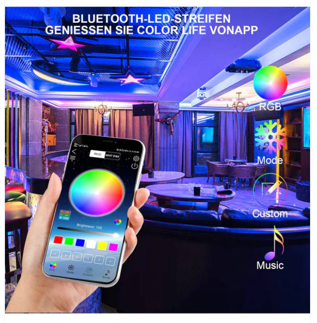 Christmas Bluetooth LED Strip, 10 m, LED Strip, SMD 5050 RGB LED Fairy Lights with Remote Control...