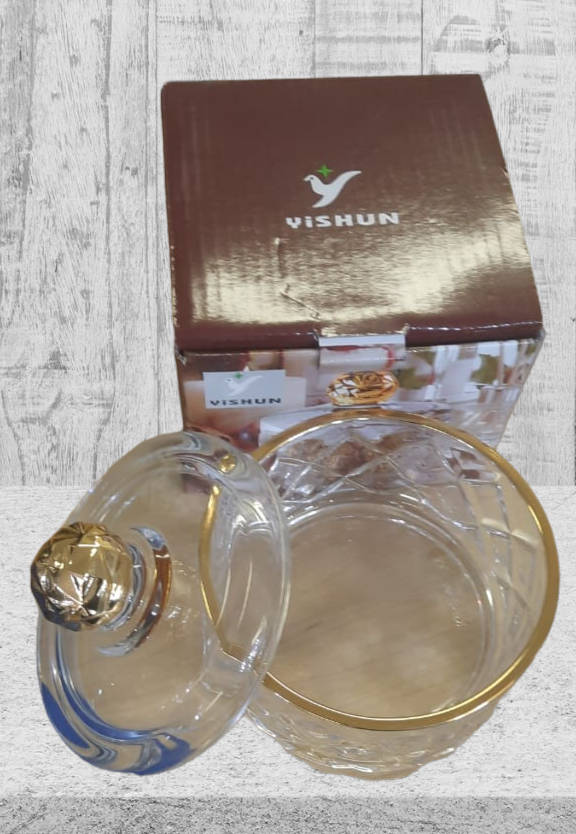 Multipurpose crystal glass container.