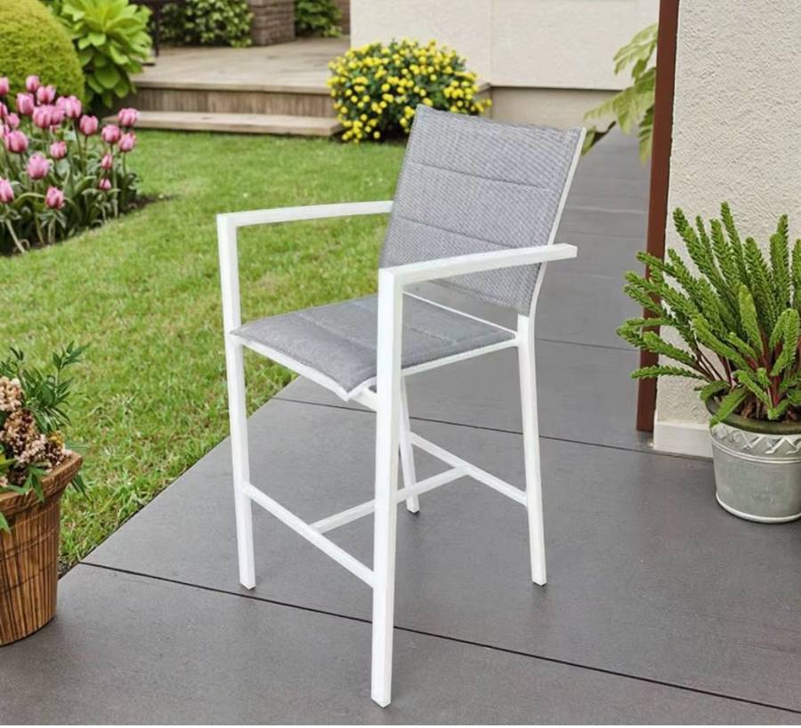 MFurn Padded Aluminium Outdoor Bar Chair  Textilene Seat