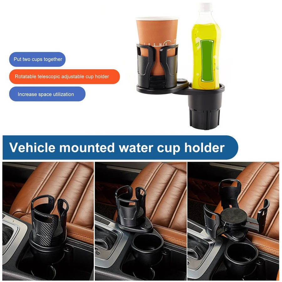 Car Cup Holder Expander Adapter, 2 in 1 Multifunctional 2 Cup Mount Extender Sturdy Cupholder wit...