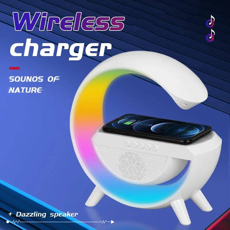 Multifunctional Wireless Charger Night Light Bluetooth Speaker Music Sync APP Control RGB Light F...