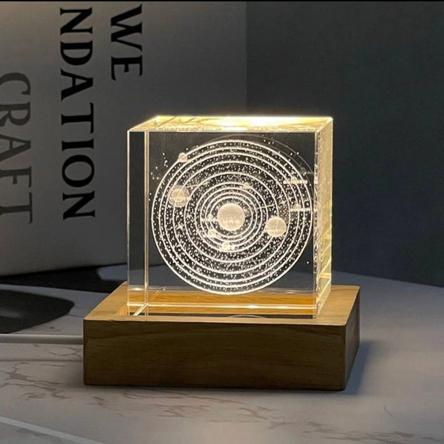 3D Engraved Crystal Cube - Square