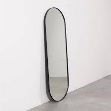 Oval/Rectangular Black Wall Mirror 100x30cm