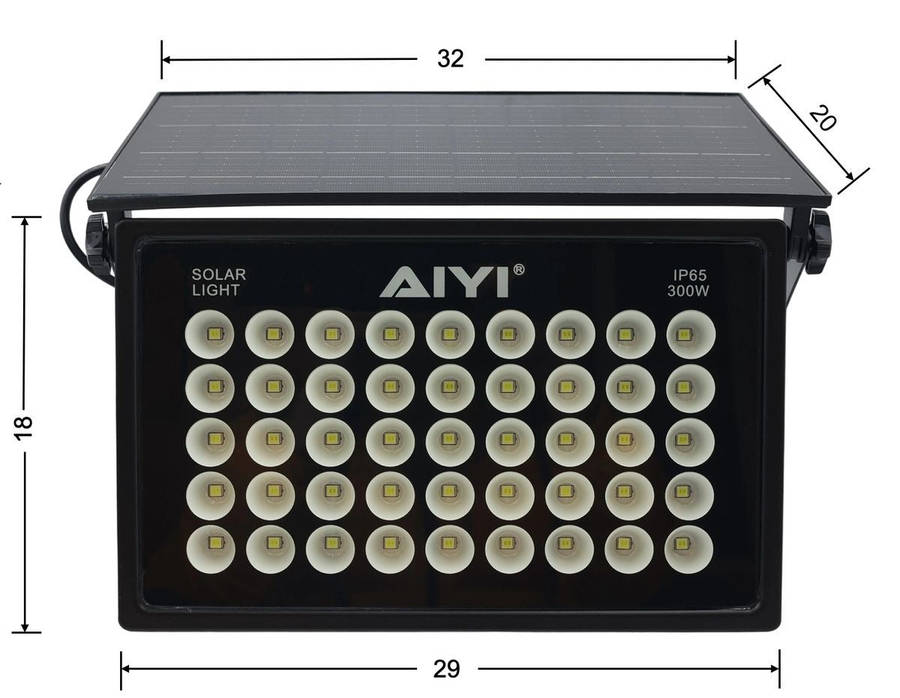 AIYI 300W Integrated Solar Flood Light  Outdoor LED with Remote