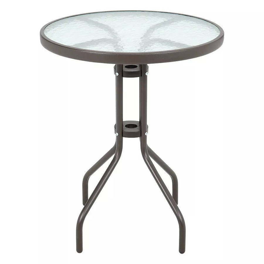 MFurn Bistro 3 Piece Outdoor Wicker Set With Glass Top Table - Various Colours