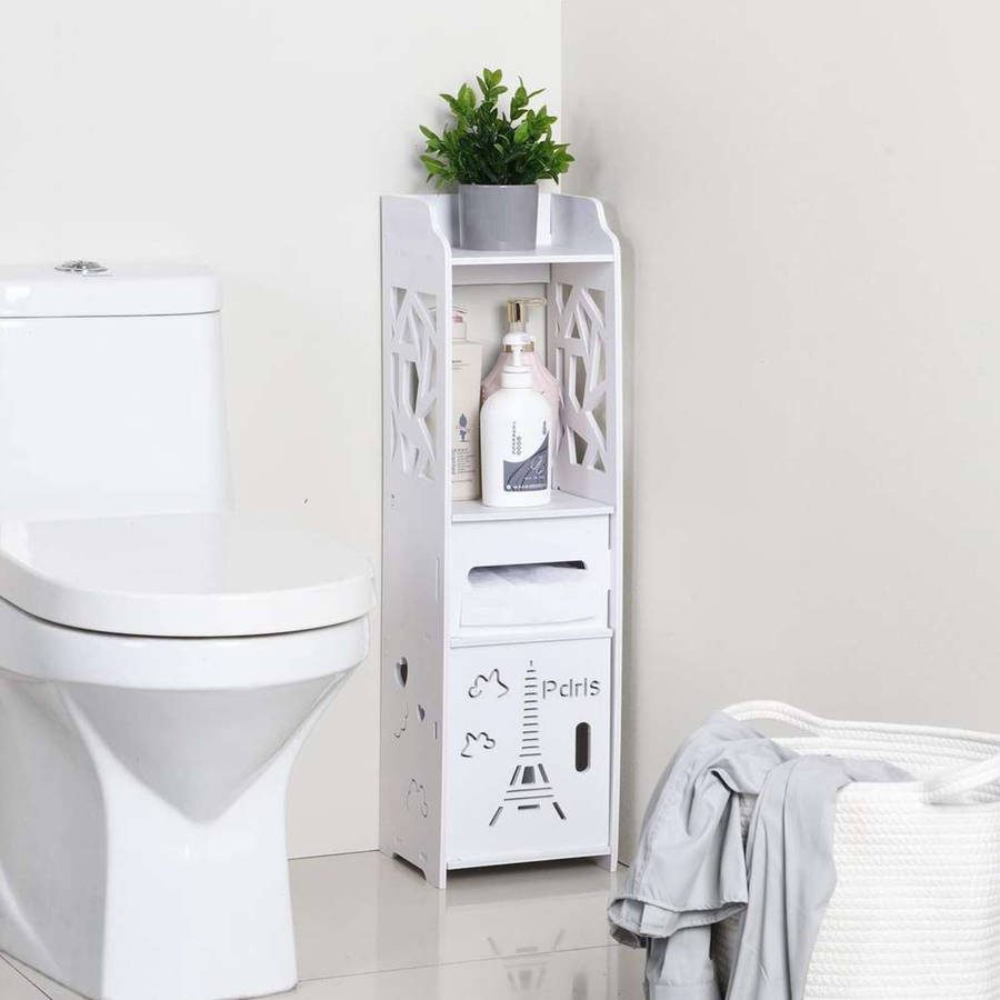 MHome Paris Themed White Bathroom Organiser Rack