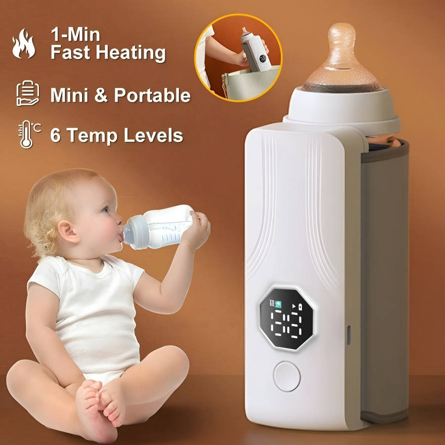 Portable Rechargeable Baby Bottle Warmer  Fast Heating, USB Powered, 6 Temperature Settings