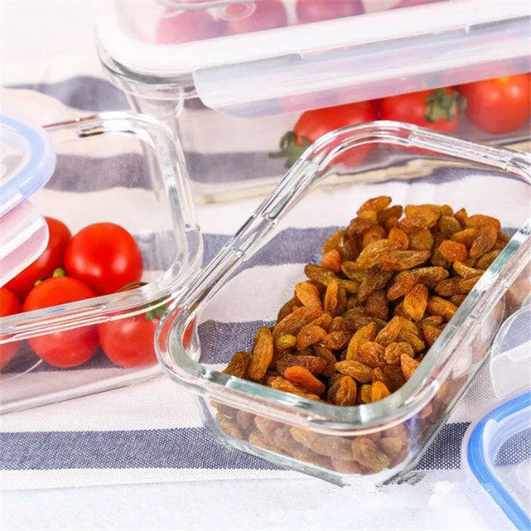 Glass Food Container With Plastic Lids Set of 3
