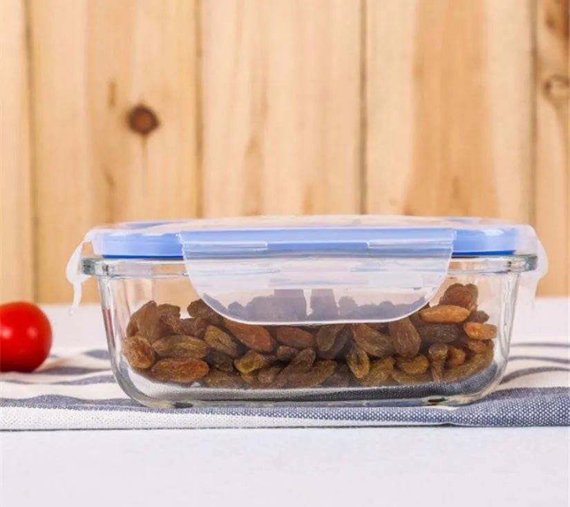 Glass Food Container With Plastic Lids Set of 3