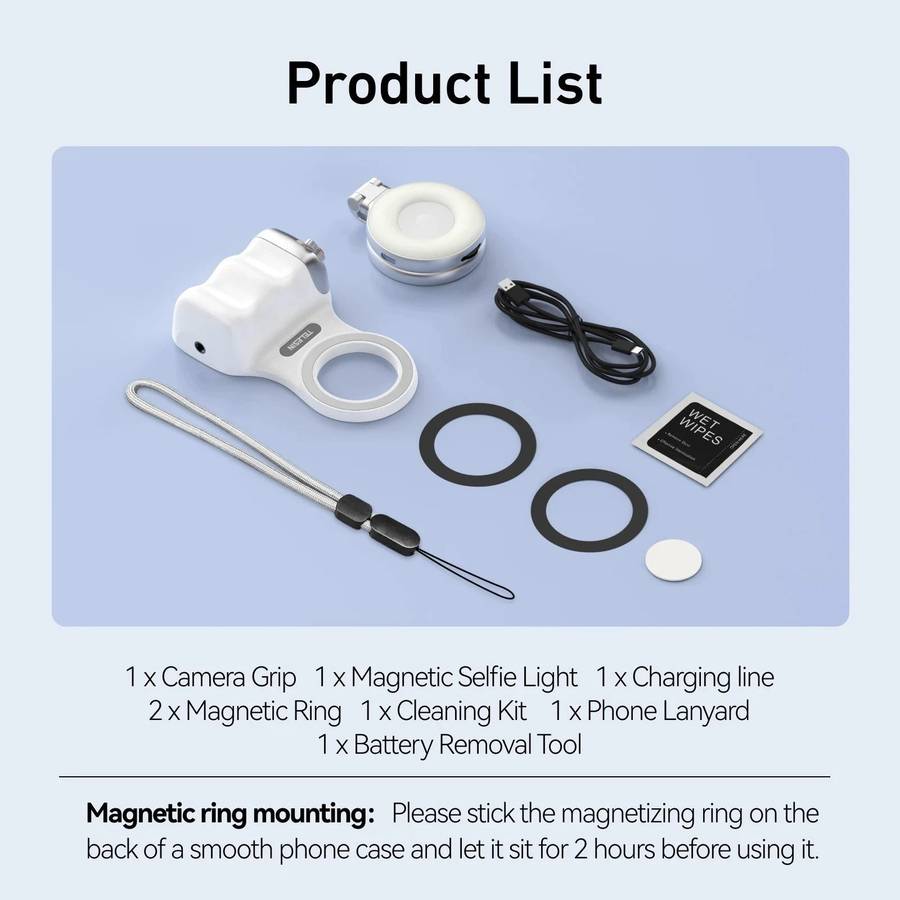 TELESIN Fun Shot Magnetic Camera Grip + Magnetic Selfie Light Combo
