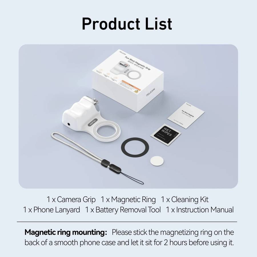 TELESIN Fun Shot Magnetic Camera Grip + Magnetic Selfie Light Combo