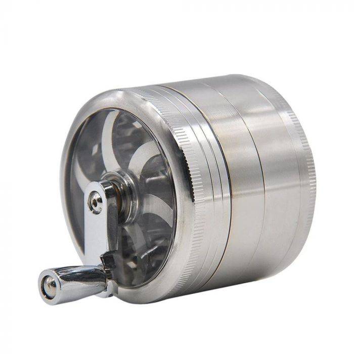 Aluminum Cannabis, Tobacco Grinder with Clear Cover and Handle