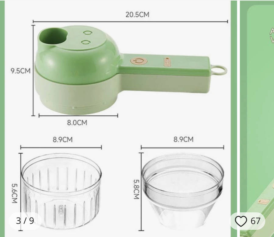 New 4 In 1 Handheld Electric Vegetable/Garlic Cutter