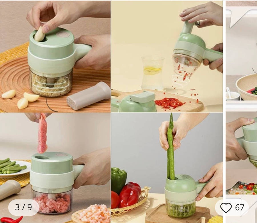 New 4 In 1 Handheld Electric Vegetable/Garlic Cutter