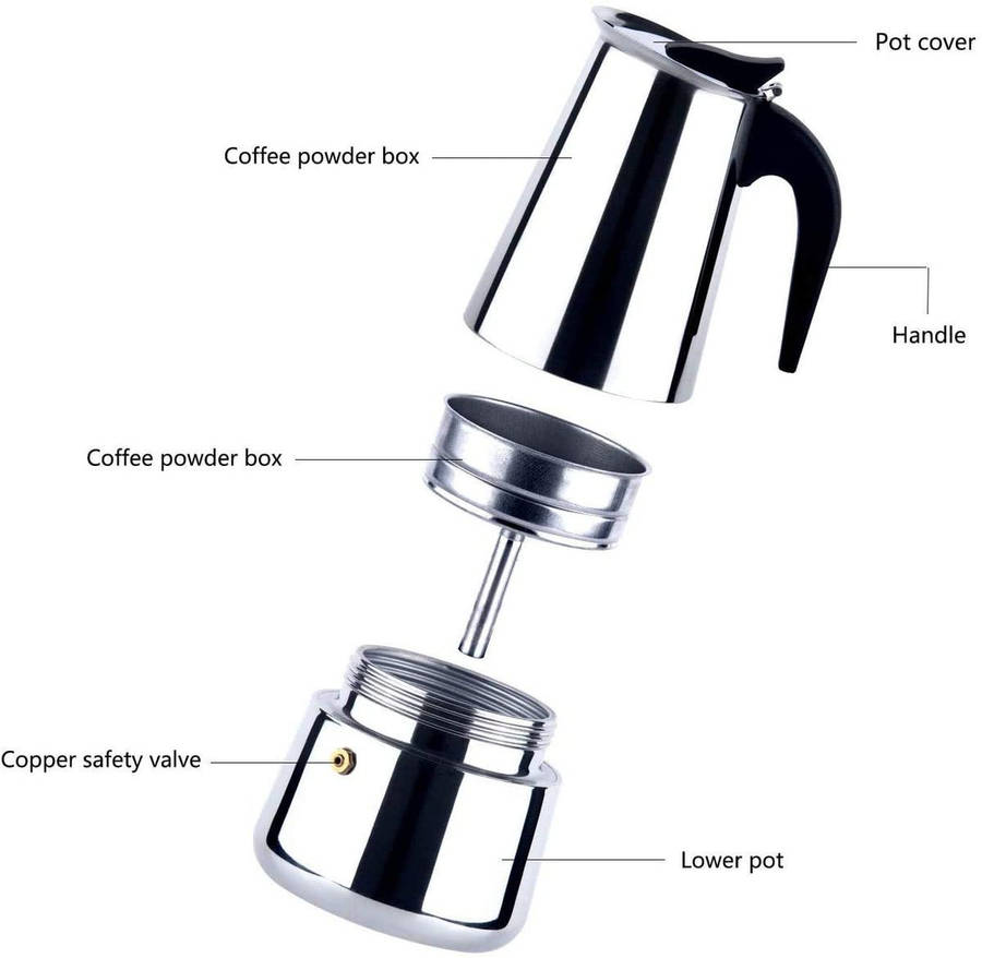 Stainless Steel Stove Top Espresso Coffee Maker - 4 Cups