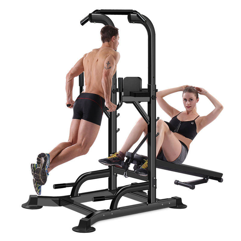 Pull Up Bar Gym Fitness Equipment Power Tower With Bench and Barbell Stand