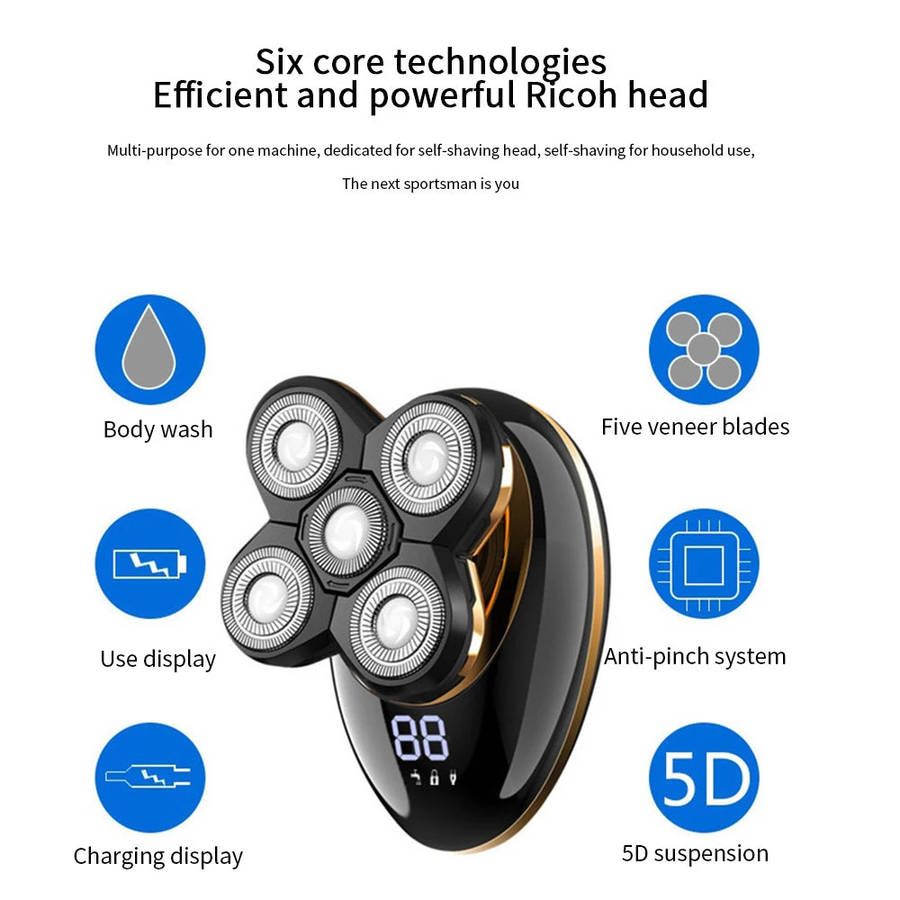 Portable Rotary Electric Shaver Wet and Dry Hair Rechargeable Clipper