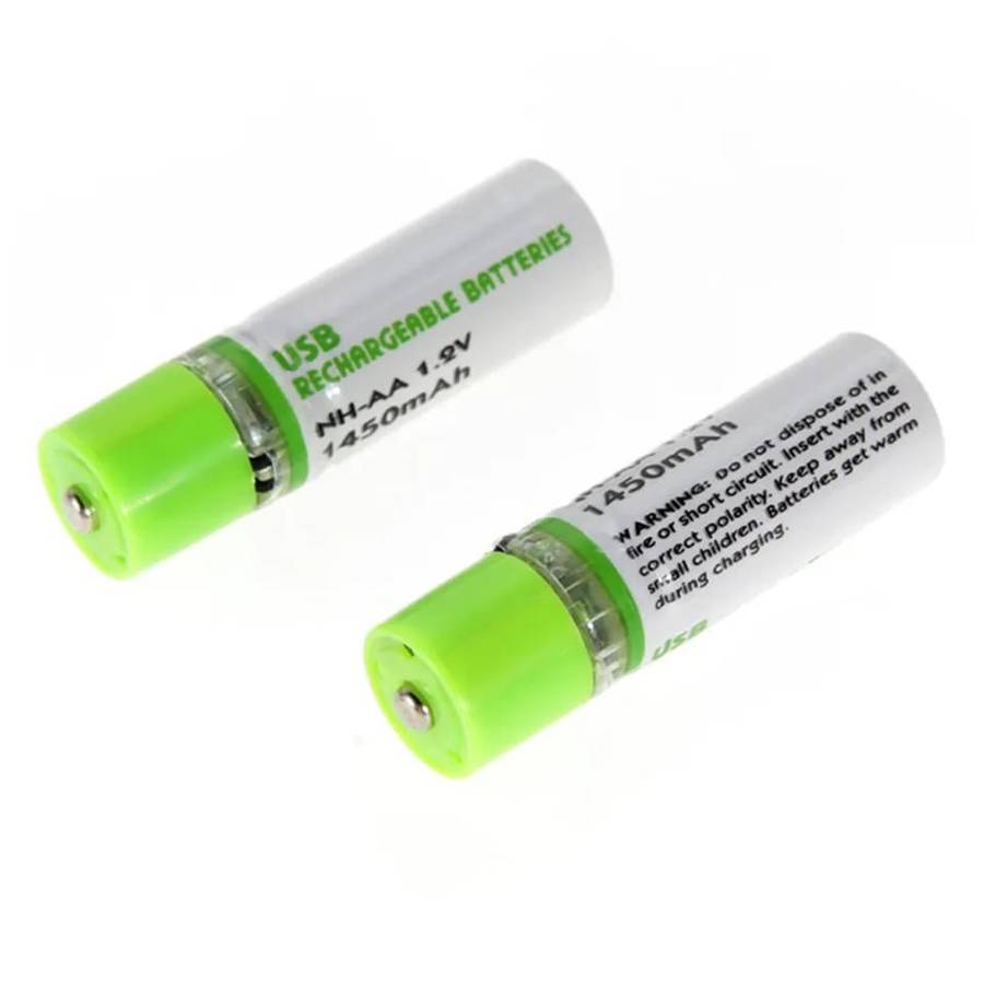 USB Rechargeable AA Batteries 1450Mah x2