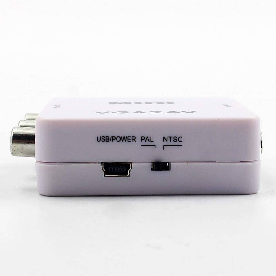 VGA to AV Converter Adapter, VGA Signal to RCA (Composite) Convert NTSC/PAL Switch, 1080P Compati...