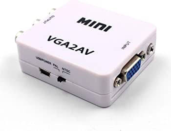 VGA to AV Converter Adapter, VGA Signal to RCA (Composite) Convert NTSC/PAL Switch, 1080P Compati...