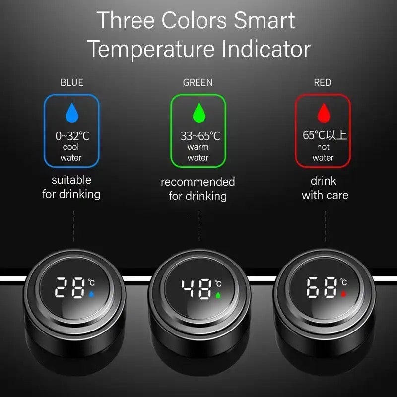Smart Flask with LED Temperature Display Indicator with Double Wall Insulated Stainless Steel Hot...