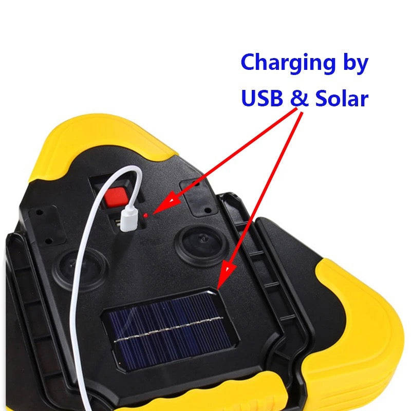 Solar Triangle Warning Light with Solar Panel and Phone Charging Port