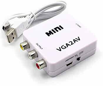 VGA to AV Converter Adapter, VGA Signal to RCA (Composite) Convert NTSC/PAL Switch, 1080P Compati...