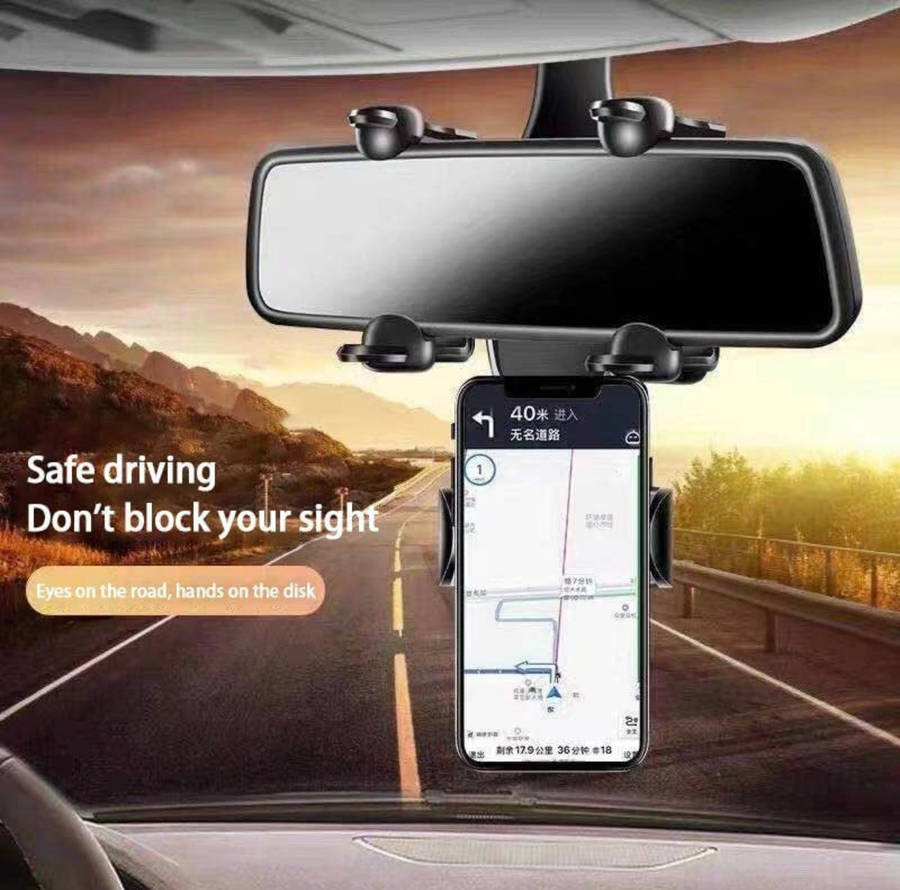 Adjustable Anti-Shake Car Rearview Mirror Mobile Phone