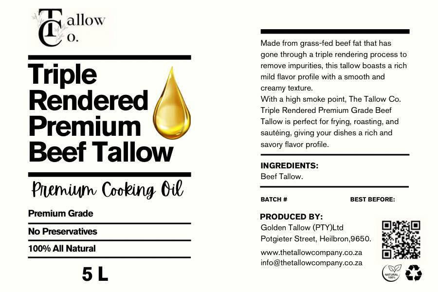 Triple Rendered Premium Grade Beef Tallow