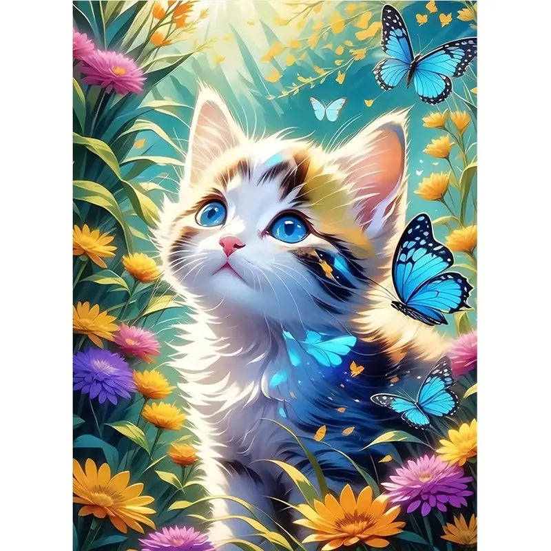Cute kitten with butterflies